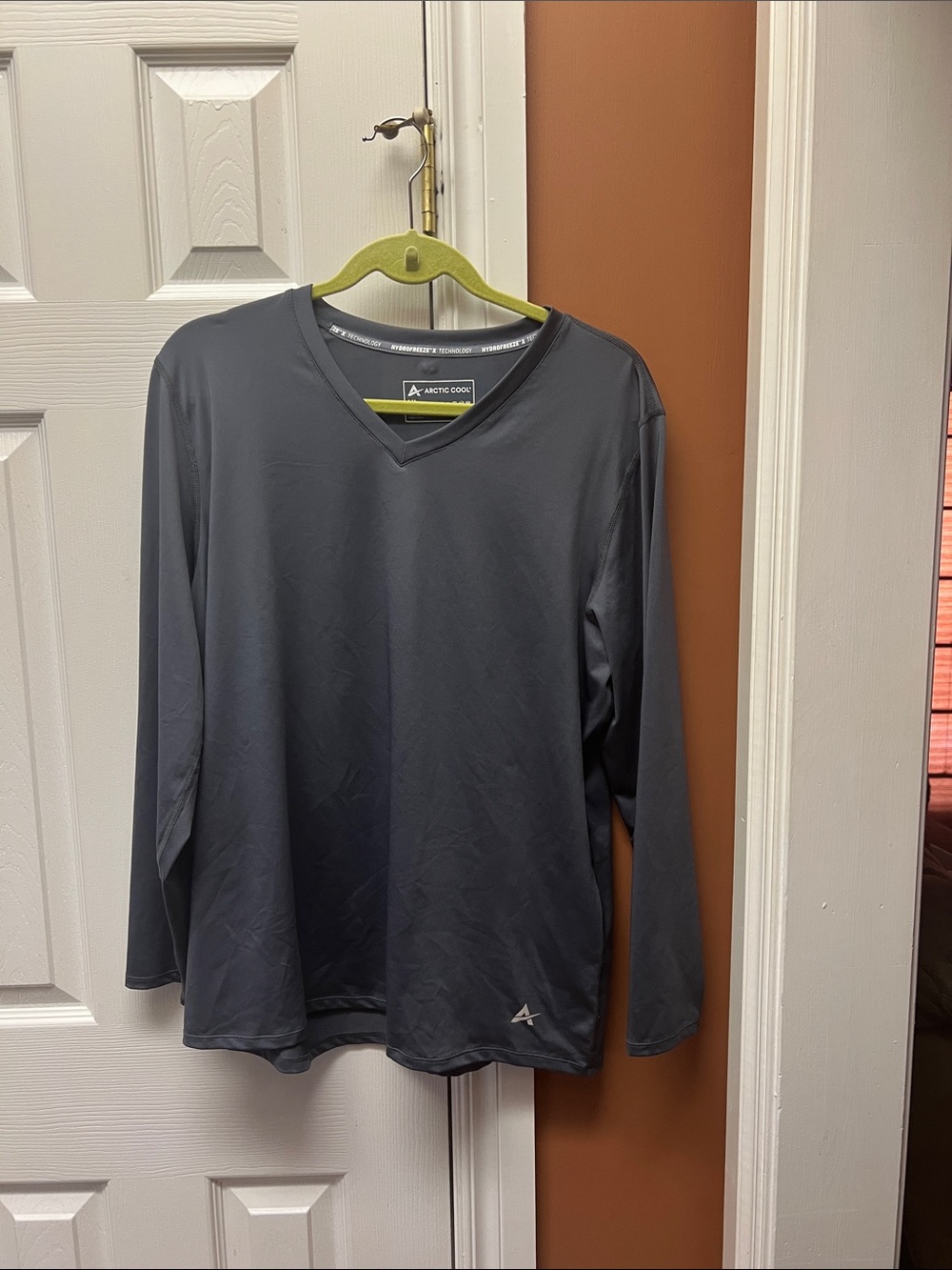 Womens Long Sleeve V-Neck Tee — Charcoal